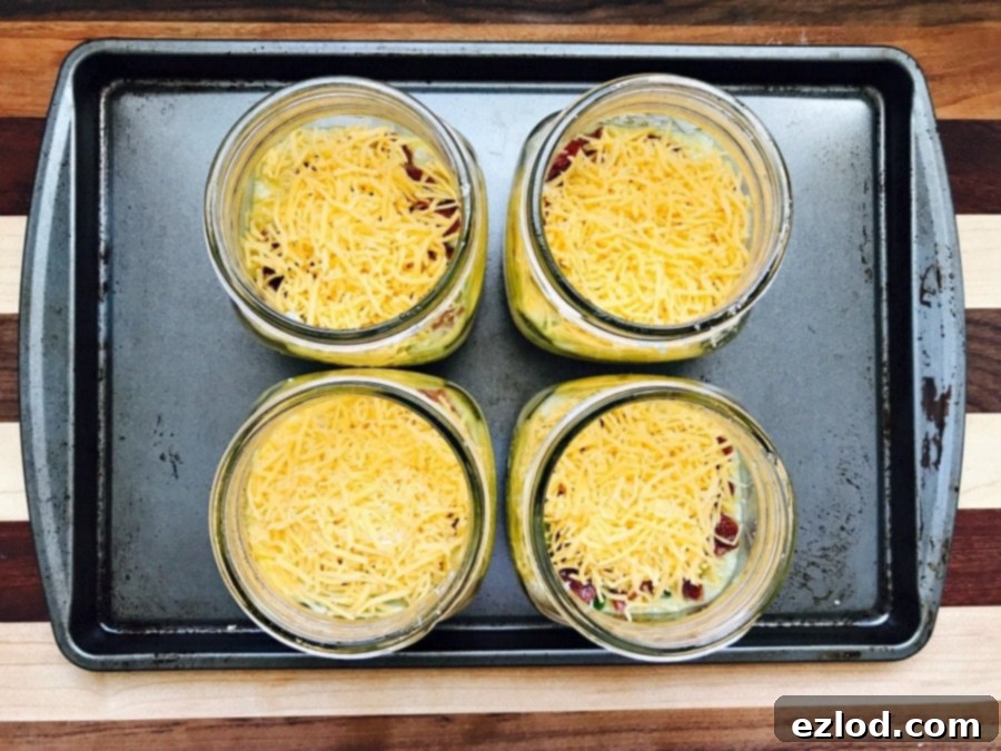 Cooked 21 Day Fix Mason Jar Egg Casseroles in the oven