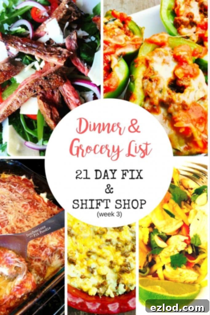 21 Day Fix Dinner and Grocery List - Shift Shop Week 3