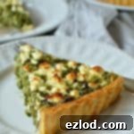 A small image of the delicious Spinach, Ricotta & Feta Quiche, showcasing its golden crust and creamy filling. A perfect Greek-inspired savory tart.