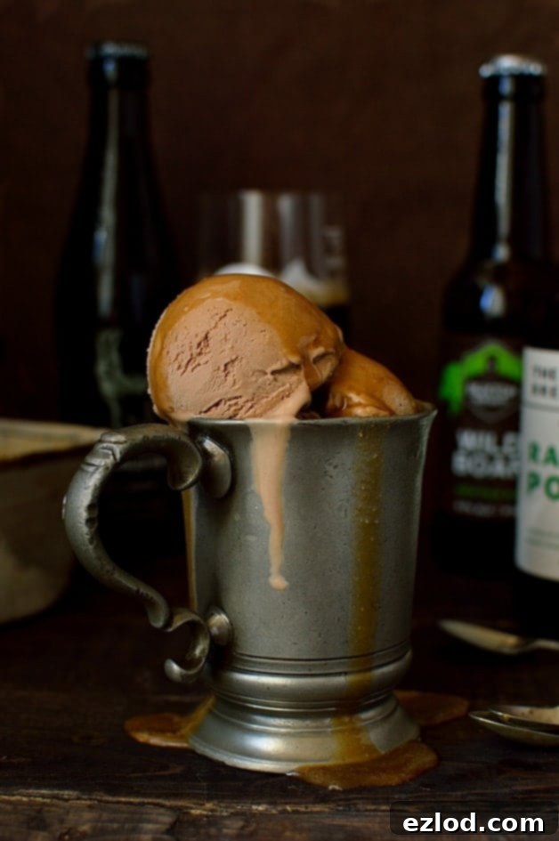 milk chocolate porter (or stout) beer ice cream with porter caramel sauce