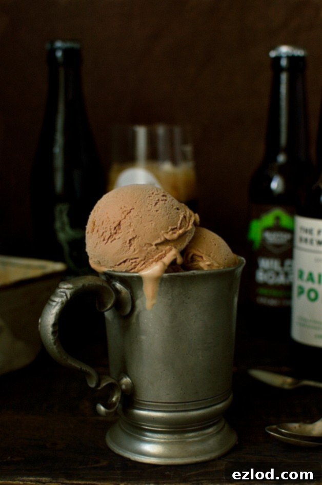 Chocolate porter (or stout) beer ice cream