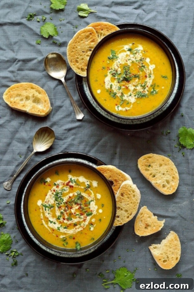 Carrot and coriander soup - healthy, filling, quick and easy to make and utterly delicious!