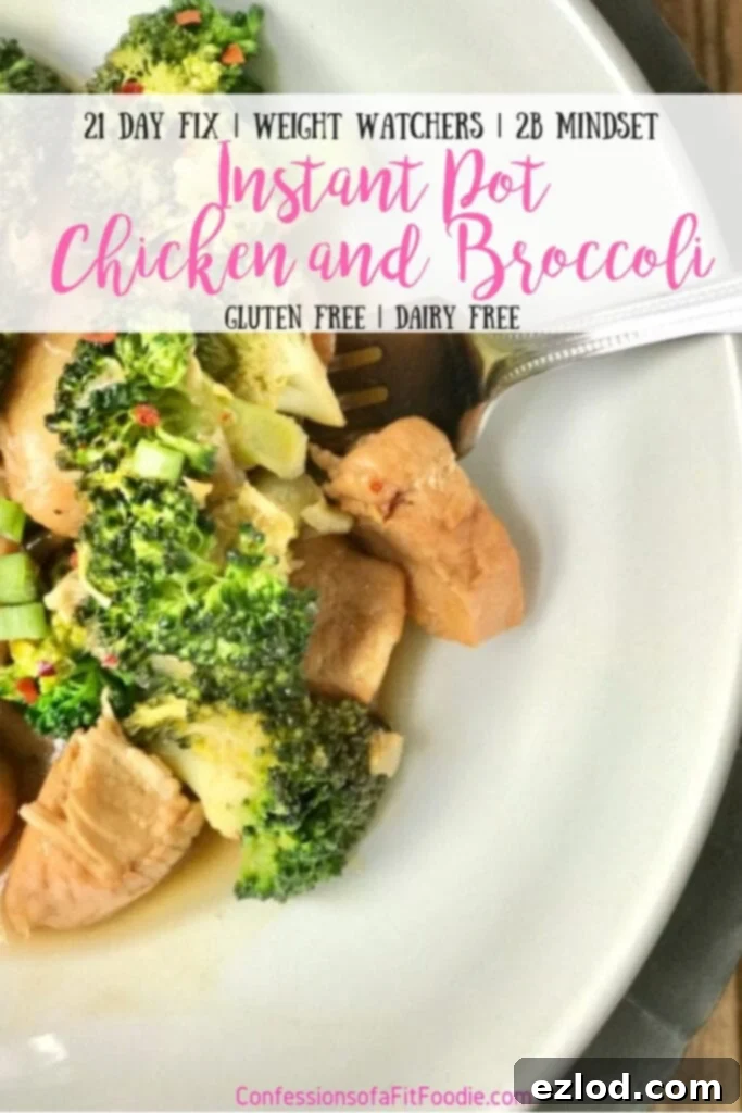 A beautifully plated serving of Instant Pot Chicken and Broccoli, highlighting its fresh ingredients and inviting appeal. Ideal for a healthy meal.