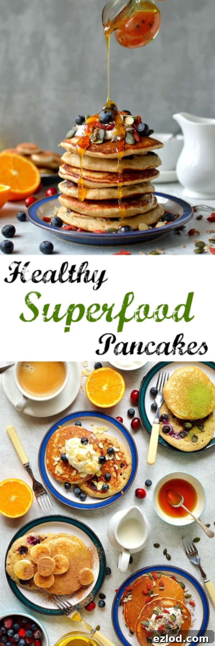 Nutrient-Packed Superfood Pancakes 2 Healthy superfood pancakes - an indulgent breakfast that is packed full of nutritious ingredients, eating healthily doesn't need to be boring!