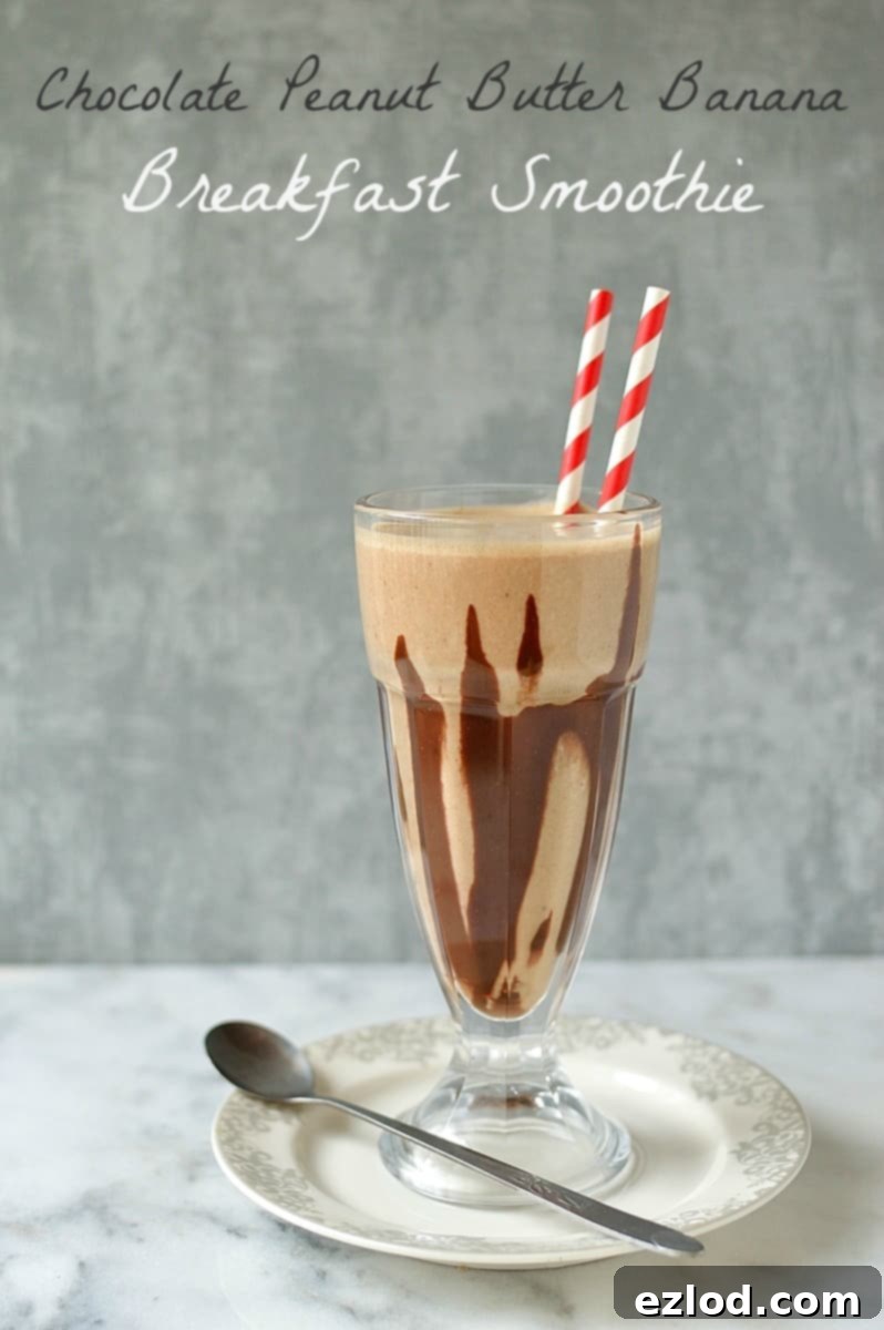 chocolate peanut butter banana breakfast smoothie - nutritious, filling and delicious!