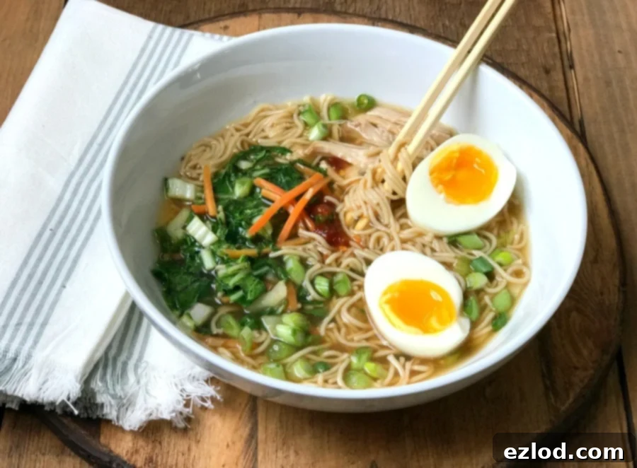 Delicious gluten-free Instant Pot Ramen Noodles with a rich broth and fresh toppings.