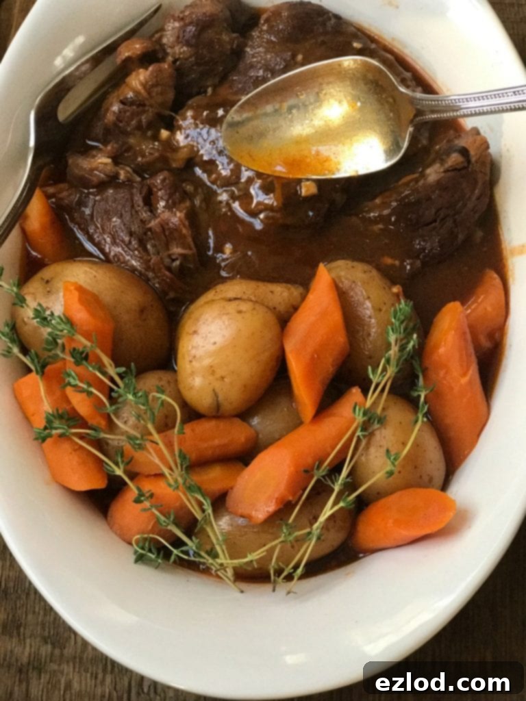 Instant Pot Beef Pot Roast served in a bowl, ready to eat