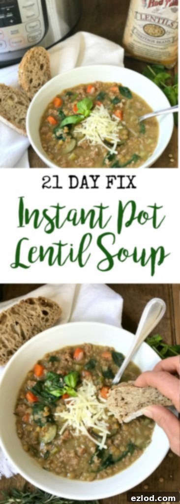Instant Pot Lentil Soup Confessions of a Fit Foodie | 21 Day Fix Lentil Soup