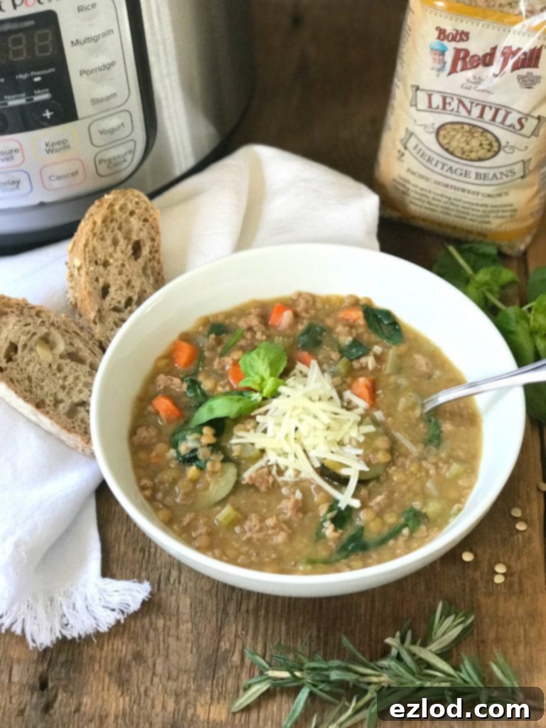 Instant Pot Lentil Soup Confessions of a Fit Foodie | 21 Day Fix Lentil Soup with Lean Poultry Sausage