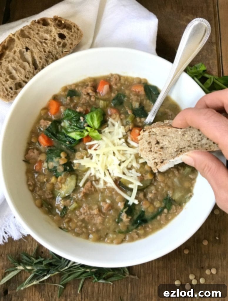 Delicious and 21 Day Fix Approved Instant Pot Lentil Soup Ready to Serve
