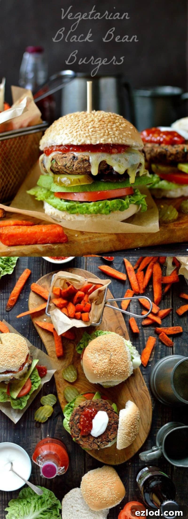 Vegetarian black bean burgers - delicious, easy to make bean burgers that hold their shape