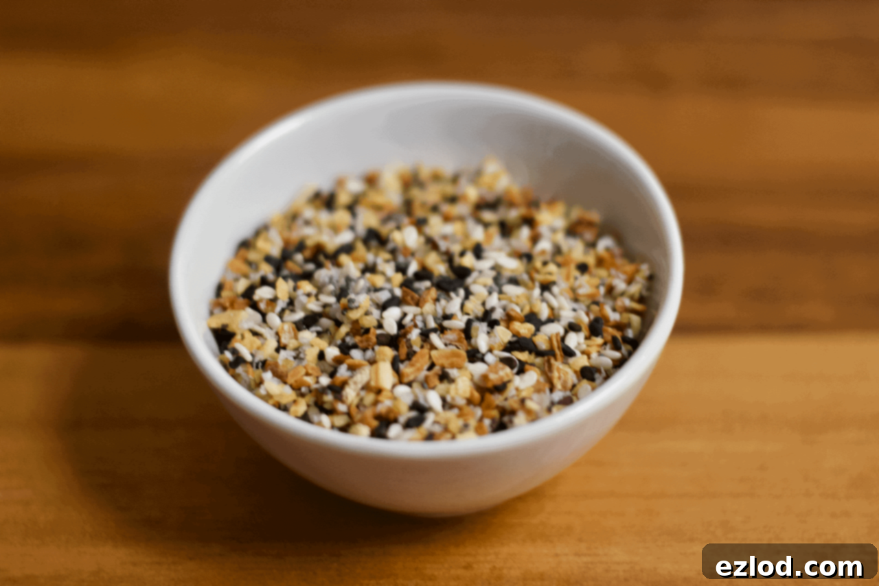 DIY Homemade Everything Bagel Seasoning on a spoon