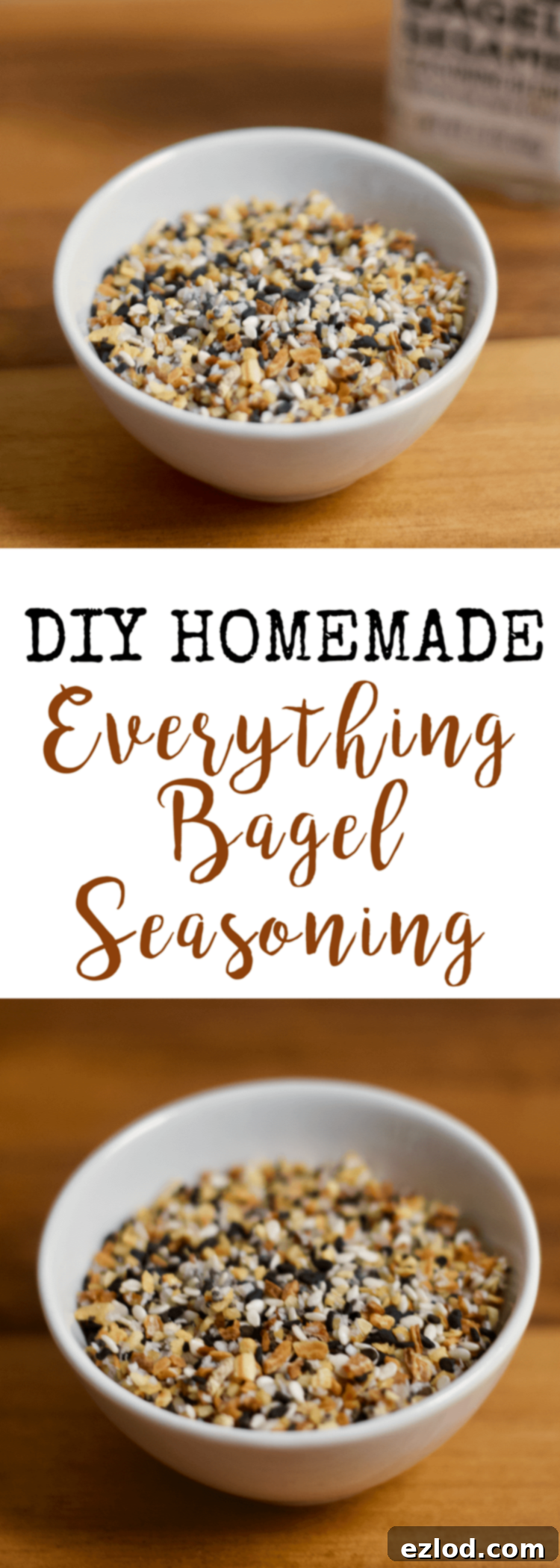 Homemade Everything Bagel Seasoning in a glass jar