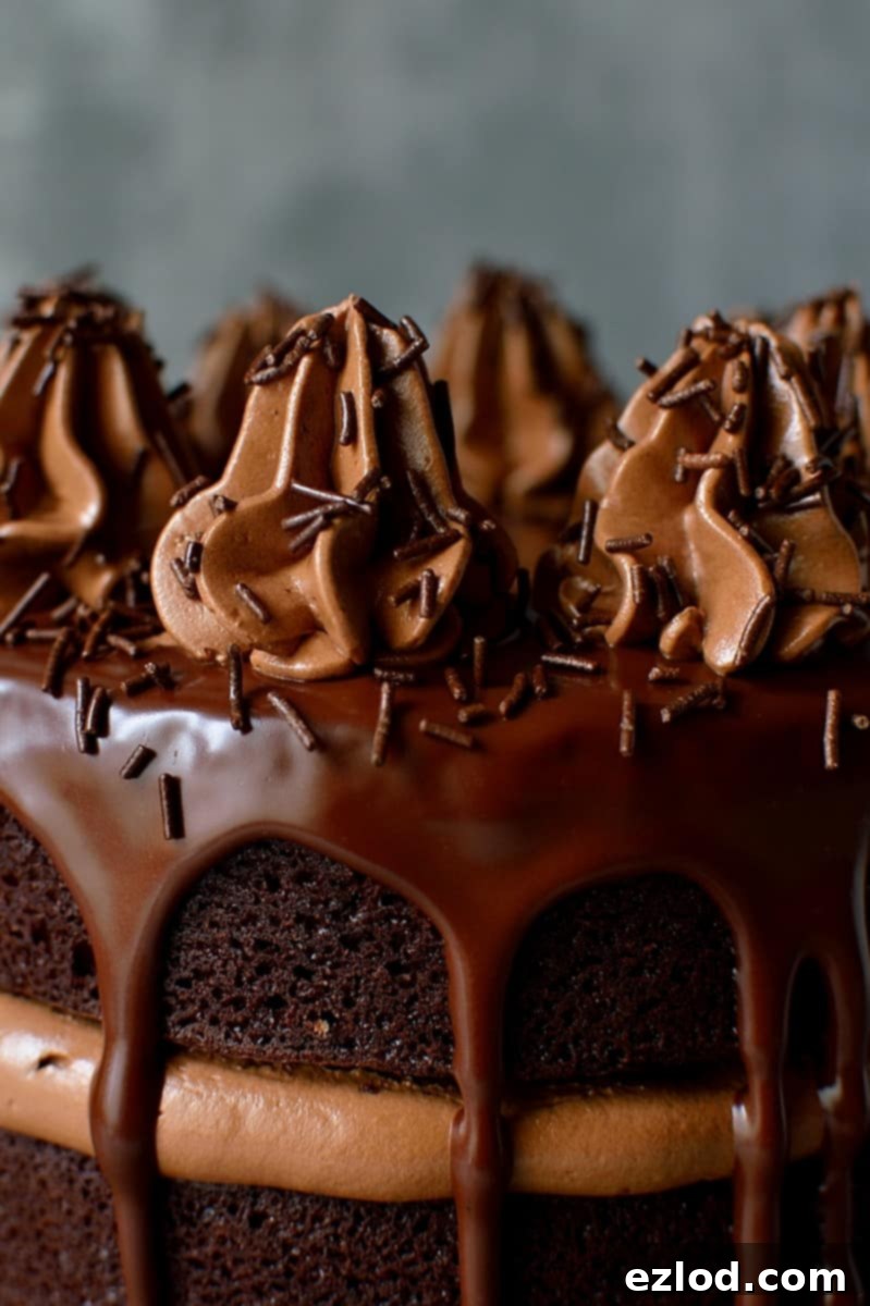 Hand serving a slice of Chocolate Coffee Cardamom Layer Cake