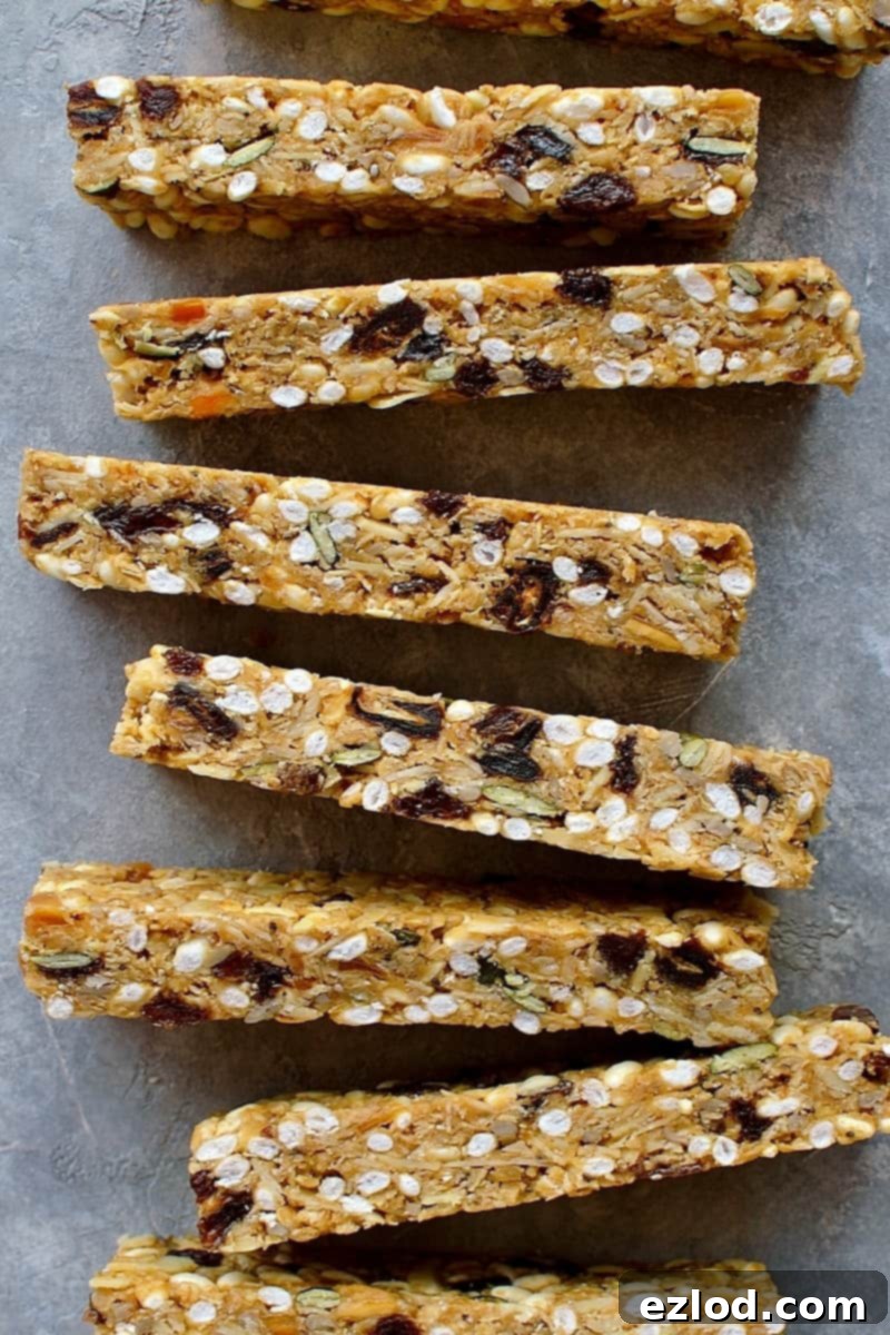 chewy, no-bake peanut butter granola bars - easy to make, versatile snack bars filled with oats, seeds, nuts and dried fruit.