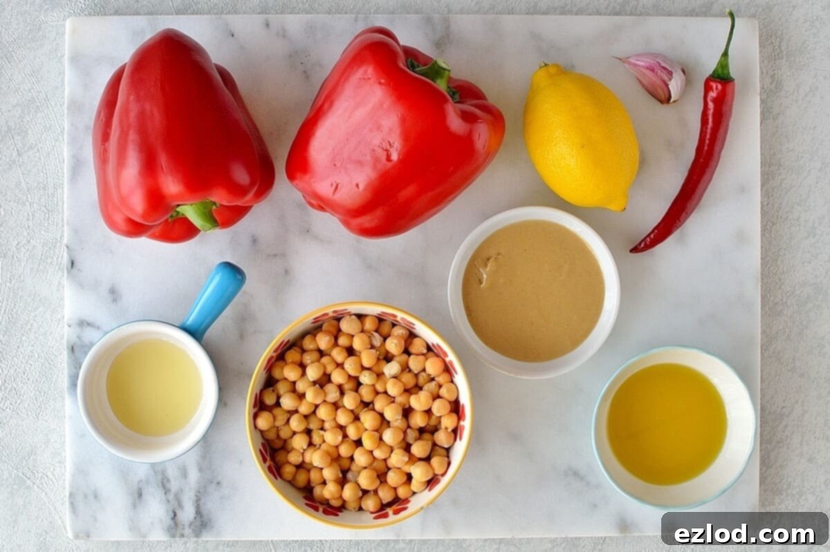 roasted red pepper and chilli hummus ingredients
