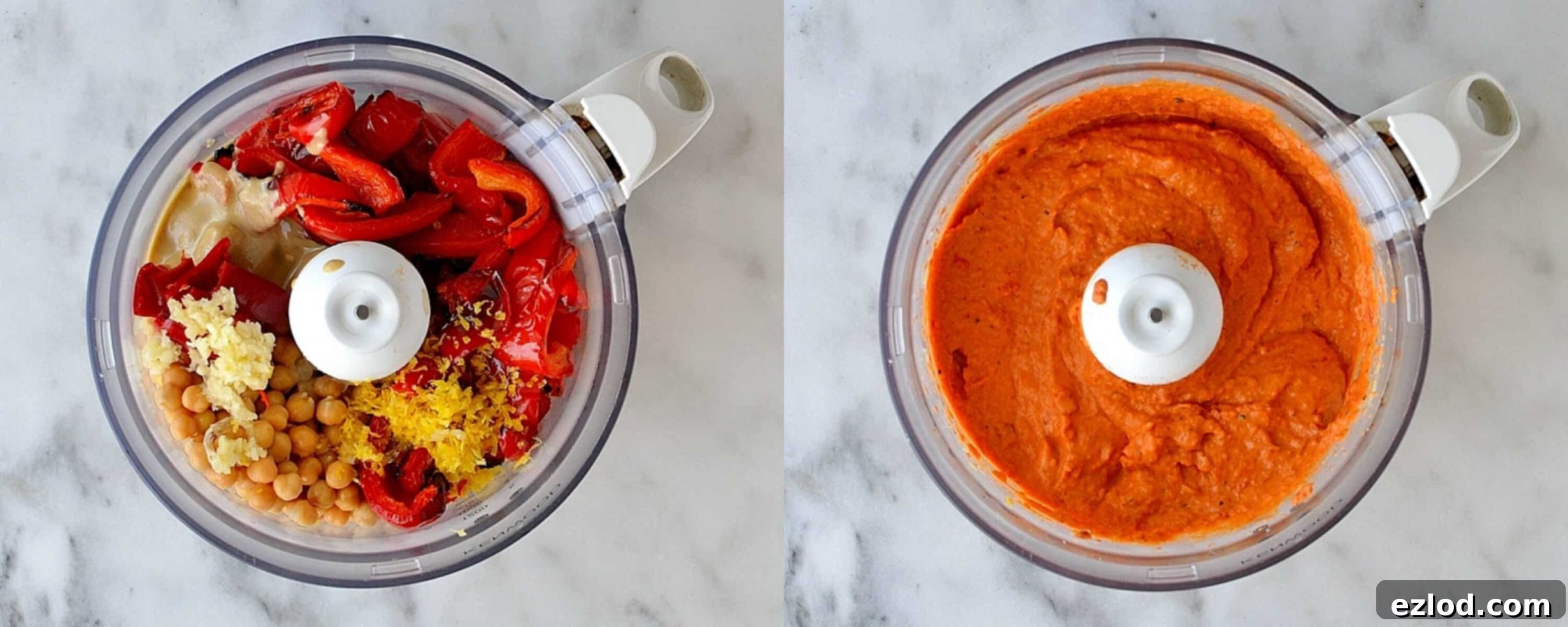 roasted red pepper and chilli hummus step 2