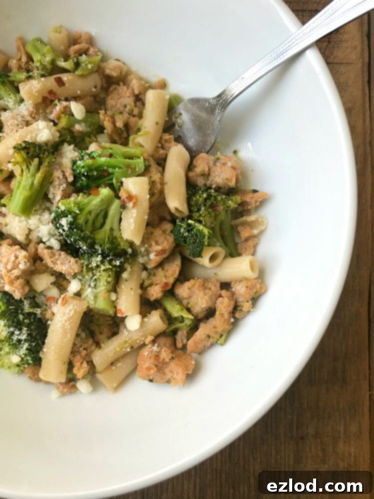 Bowl of Pasta with Broccoli and Chicken Sausage