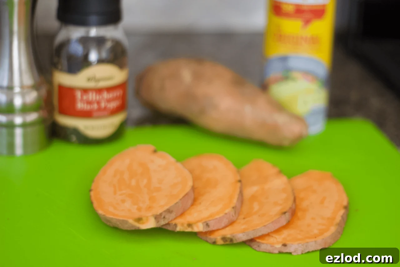How to Meal Prep Sweet Potato Toast: A baking sheet lined with parchment paper, illustrating the first step of preparing your cooking surface for sweet potato toast.