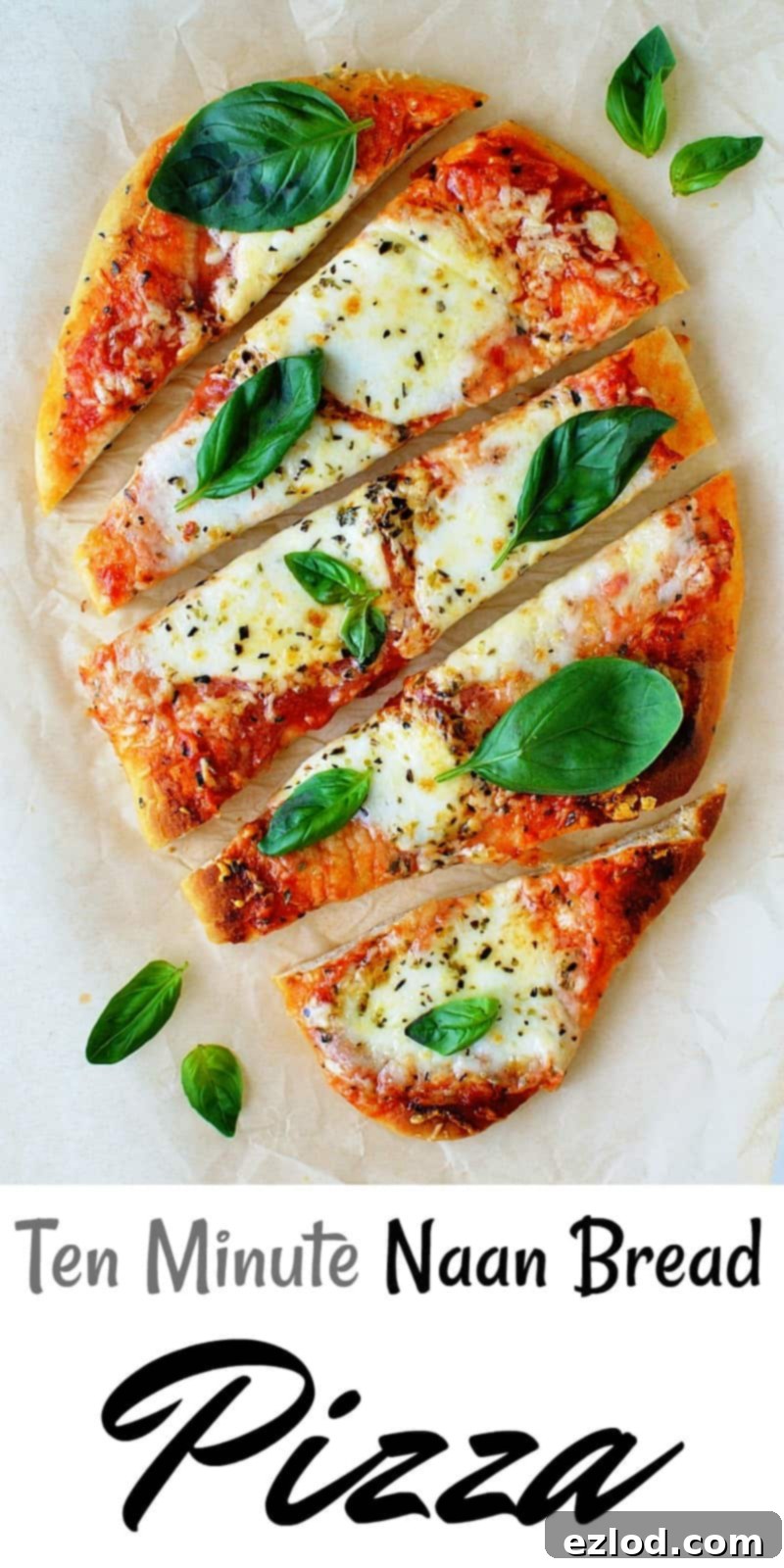 Close-up of a bubbling, cheesy naan pizza, demonstrating its quick preparation.