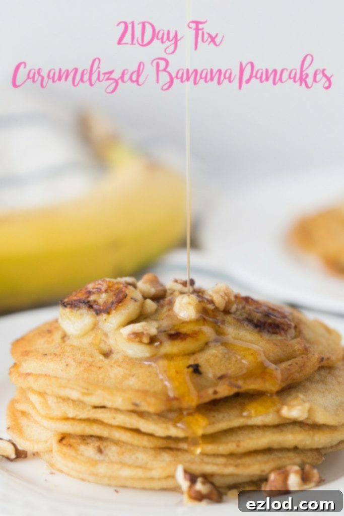 These 21 Day Fix Pancakes with Caramelized Bananas and Walnuts are a decadent breakfast treat - you will have no idea that they are low in sugar and dairy/gluten free! Have them for breakfast or dessert - your choice! 