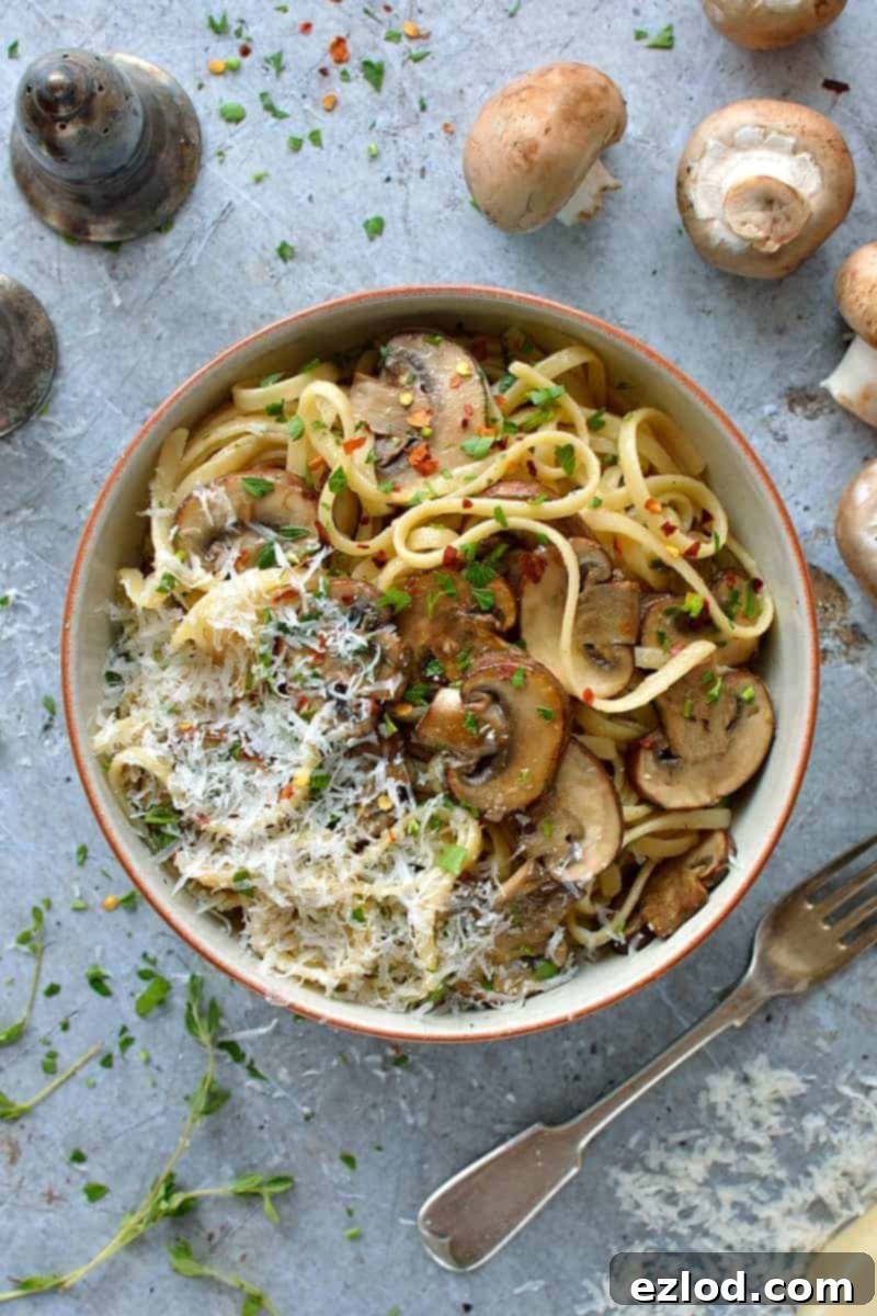 Easy mushroom linguine - ready in fifteen minutes this vegetarian mushroom linguine is quick, easy, healthy and delicious.
