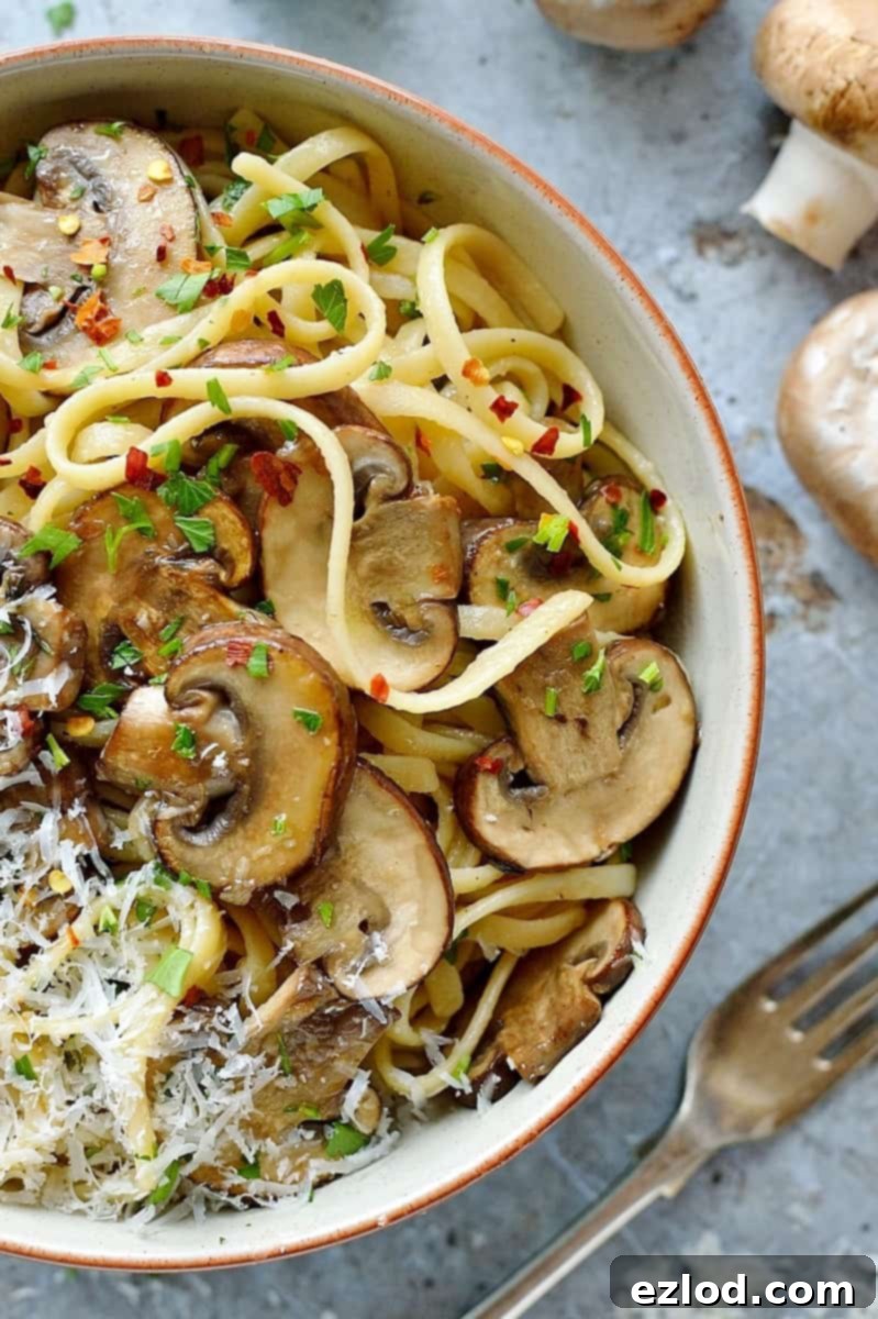 Easy mushroom linguine - ready in fifteen minutes this vegetarian mushroom linguine is quick, easy, healthy and delicious.