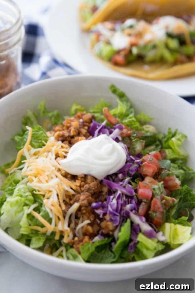 Close-up of Hidden Cauliflower Taco Meat in a skillet, showcasing the fine texture of the cauliflower blended with the meat.