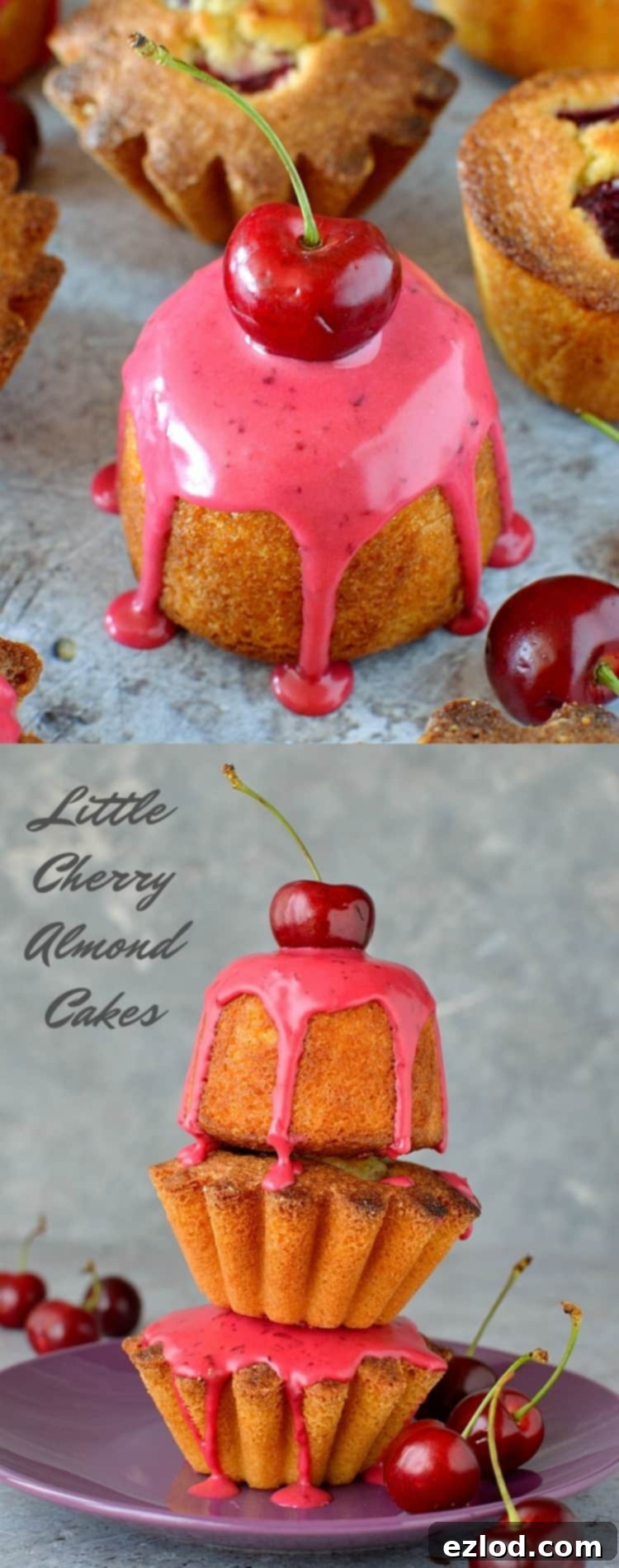 Little cherry almond cakes - easy to make and perfect for picnics!