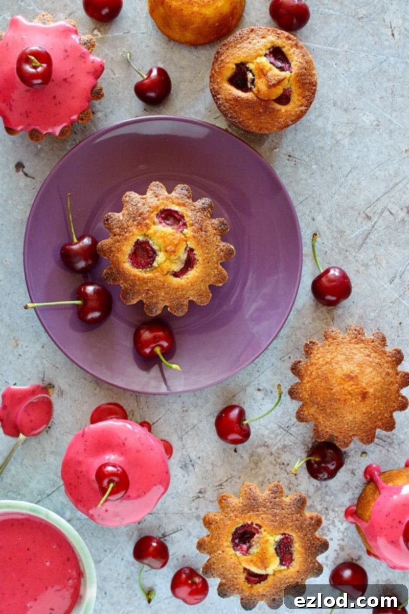 Little cherry almond cakes - easy to make and perfect for picnics!