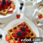 Cinnamon waffles with apple and blackberry compote - perfect for breakfast, brunch or dessert!