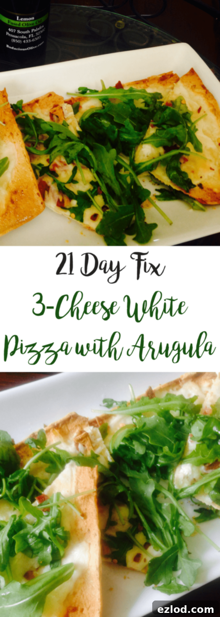 3-Cheese White Pizza with Arugula {21 Day Fix} | Confessions of a Fit Foodie 