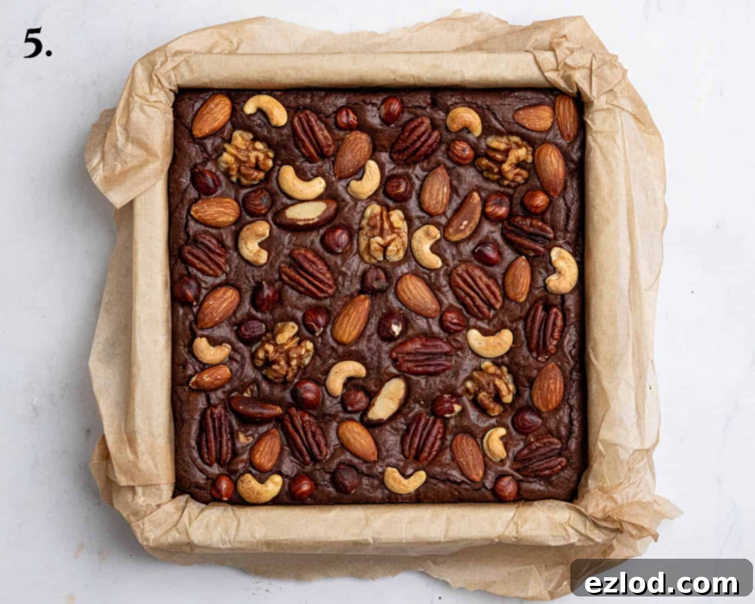 Boozy Vegan Nut Brownie Bliss 9 Step 5: The freshly baked nutty rum brownies, just out of the oven.