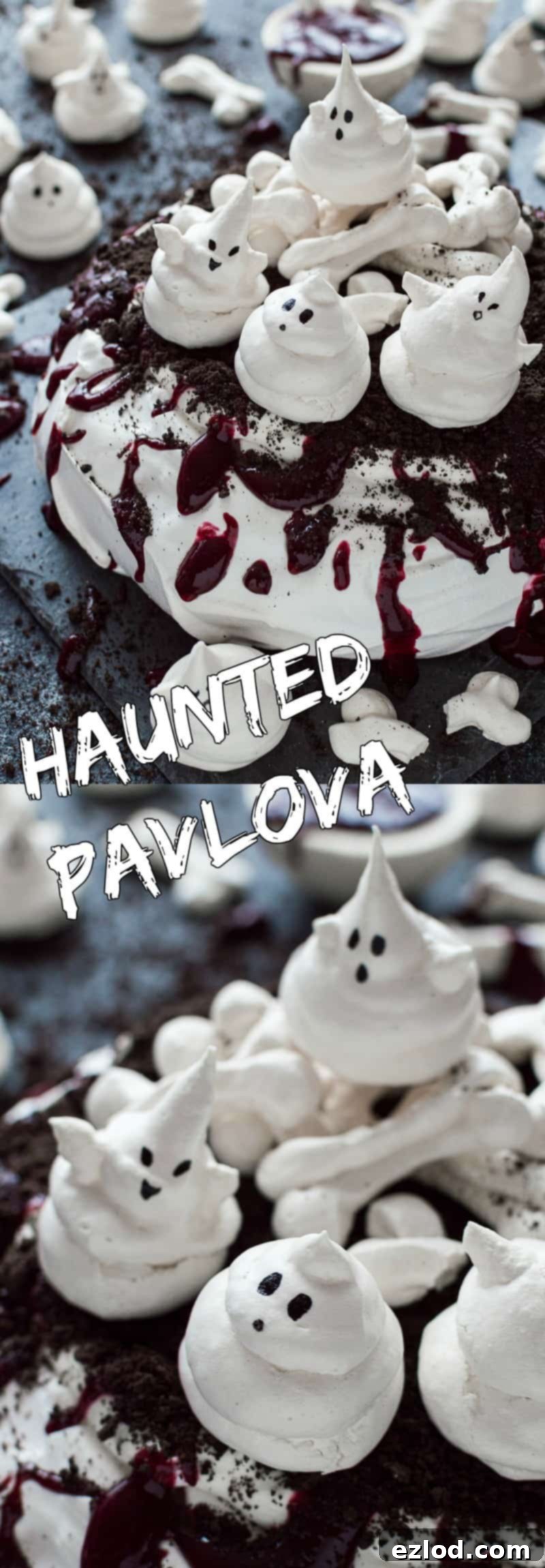 Full View of Haunted Halloween Pavlova Dessert