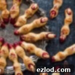 Witches' finger cookies - a gory but delicious treat for Halloween!