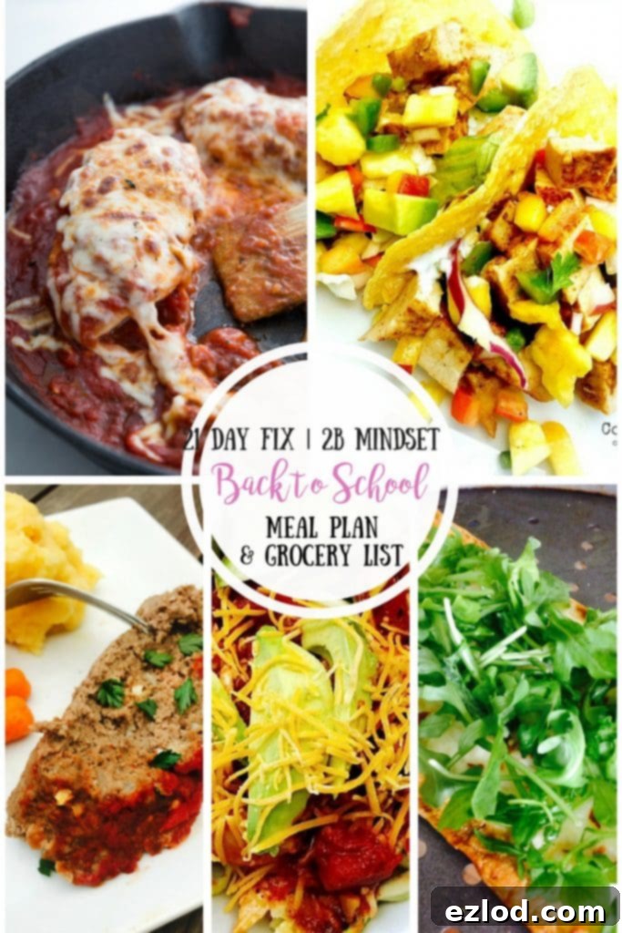 Pinterest Collage for Back to School Meal Ideas for the 21 Day Fix 