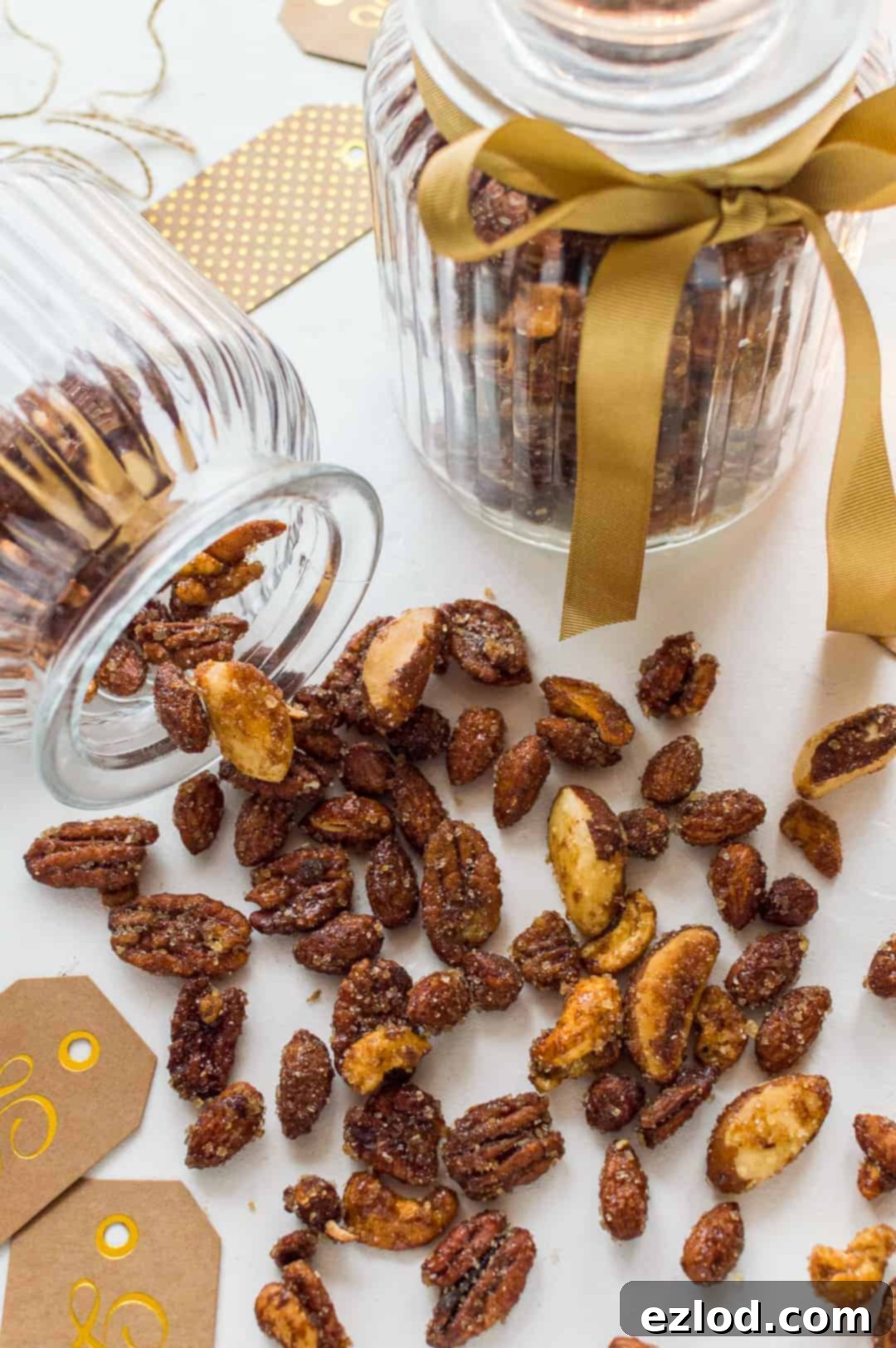 Spiced honey roasted nuts - sweet, spicy, salty and utterly addictive! They are great to snack on and would make a lovely home-made Christmas gift.