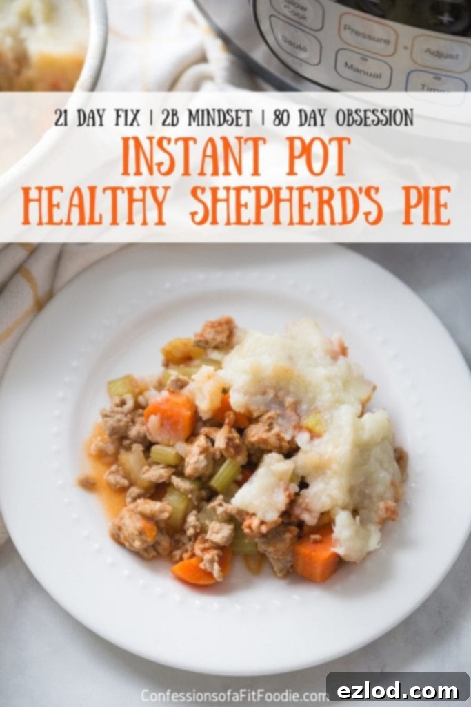 My favorite Fall 21 Day Fix dinner gets an Instant Pot Makeover! This Instant Pot Shepherd's Pie is a healthy version of the comfort food classic! It's also dairy and gluten free, as well as Paleo and Whole 30 friendly. 21 Day Fix Recipes | 21 Day Fix Shepherd's Pie | Paleo Shepherd's Pie | Shepherd's Pie Whole 30 | Instant Pot Shepherd's Pie | Healthy Shepherd's Pie | Healthy Instant Pot| 21 Day Fix Comfort Food | Healthy Comfort Food #21dayfix #confessionsofafitfoodie #instantpotrecipes #21dayfixinstantpot
