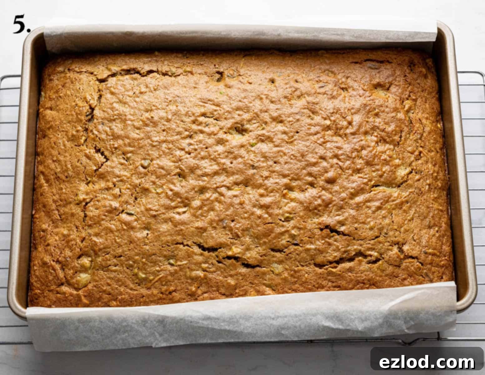 Step 5: The baked vegan carrot cake, golden brown and perfectly risen.