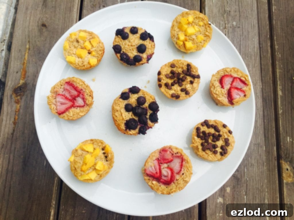 Customizable Baked Oatmeal Cups with a variety of toppings