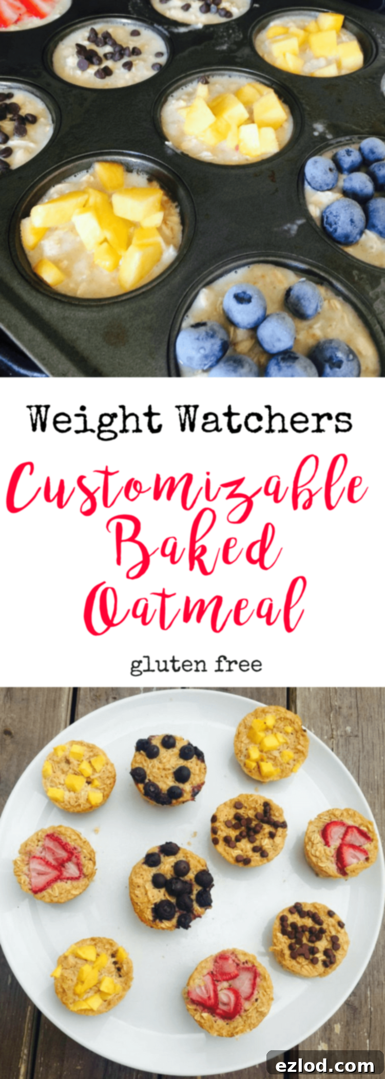 Weight Watchers Friendly Baked Oatmeal Cups, a healthy breakfast idea for meal prep