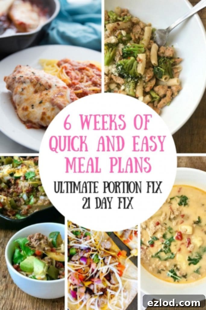 Collection of 21 Day Fix Quick and Easy Meal Plans for Busy Weeknights