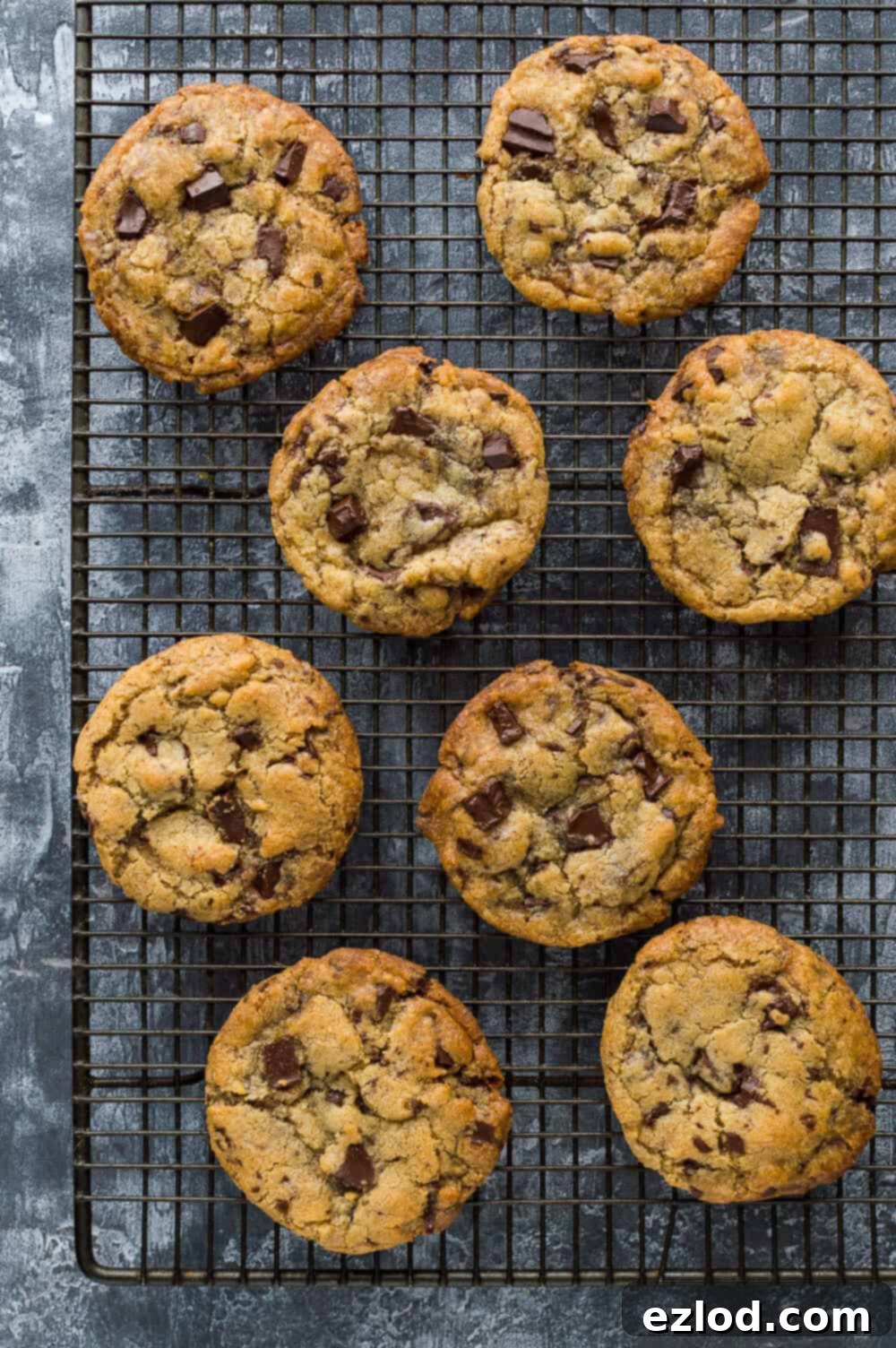 Vegan chocolate chip cookies - crispy round the edges, chewy in the middle, loaded with chocolate chips and really easy to make; these cookies will become your new favourite recipe!