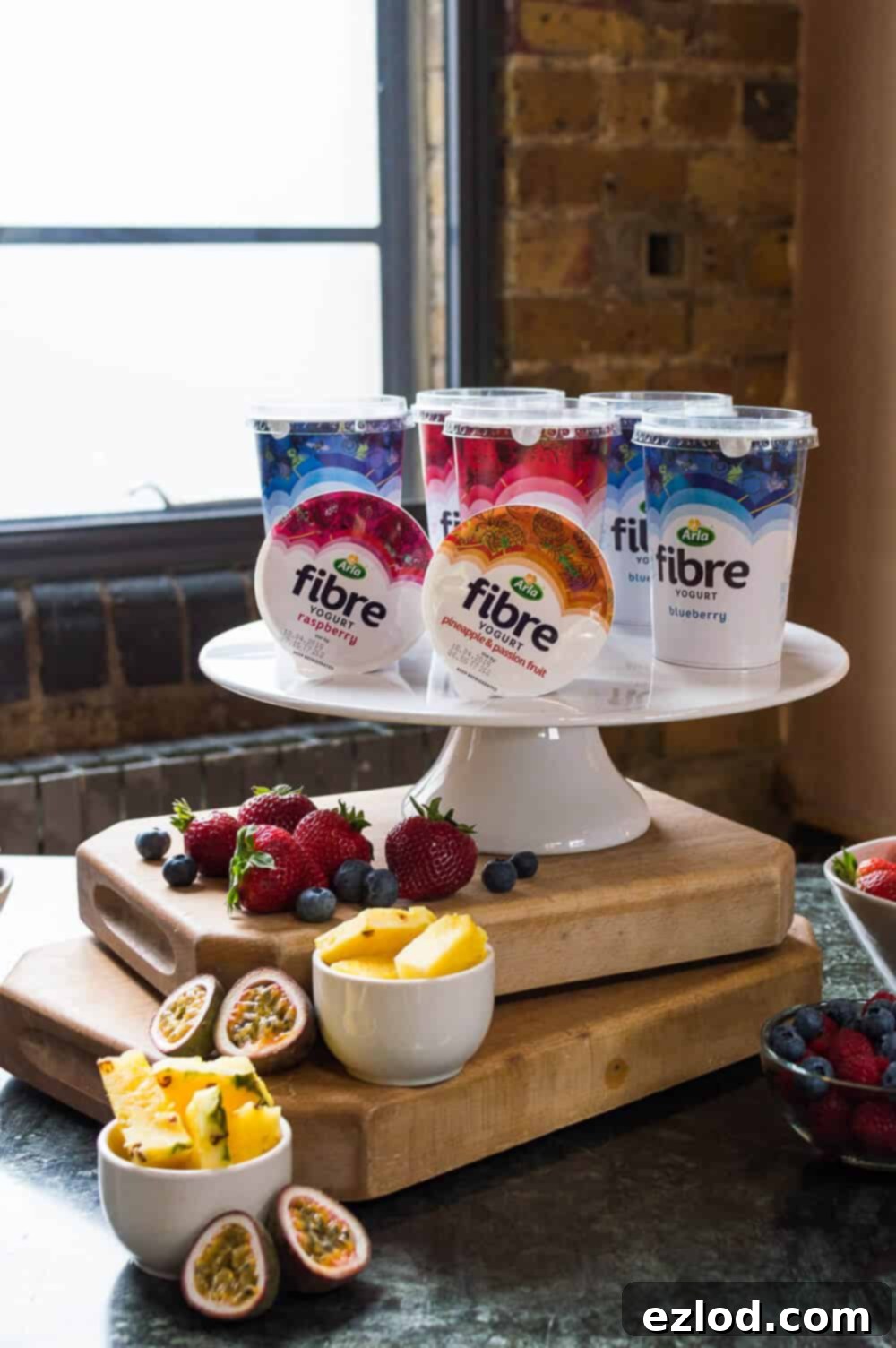 Arla Fibre yogurts on display, highlighting a delicious solution to boost daily fibre intake.