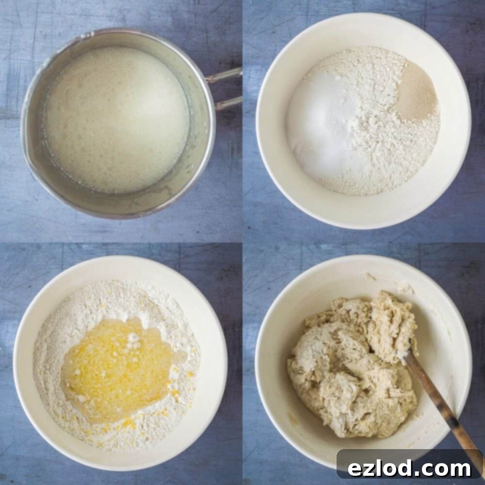 lemon blueberry rolls step 1: mixing dough ingredients