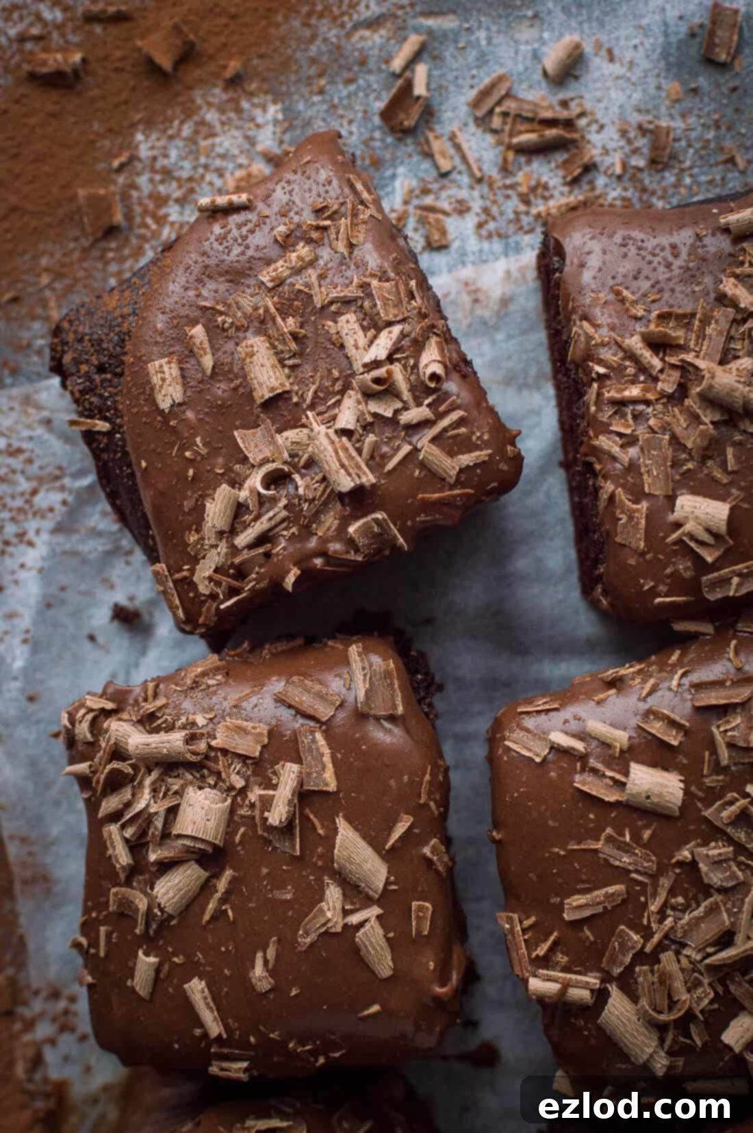 Vegan chocolate traybake cake (sheet cake) with coconut milk ganache.