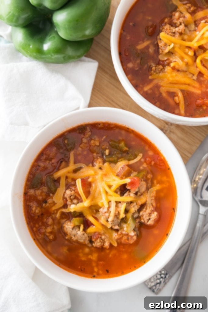 Instant Pot Low Carb Stuffed Pepper Soup with hidden cauliflower