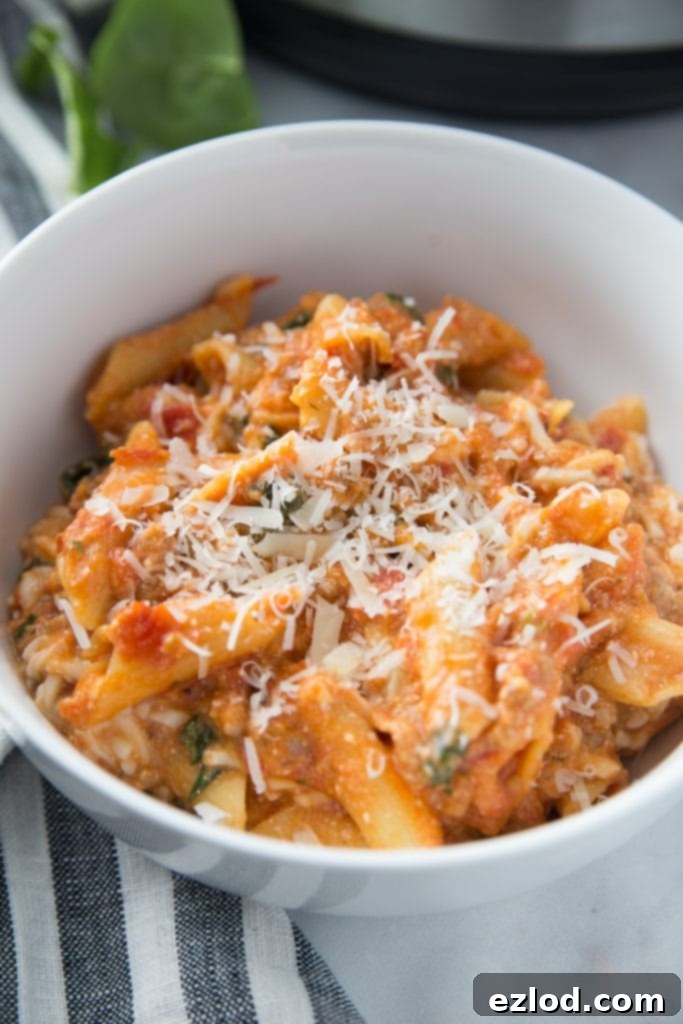 Healthy Instant Pot Baked Ziti with hidden spinach