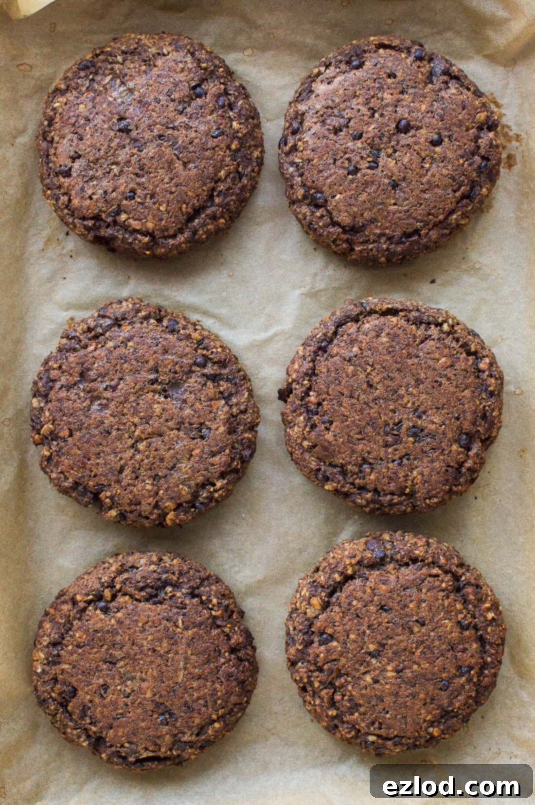 A plate featuring several freshly baked, golden-brown vegan mushroom lentil burger patties, highlighting their firm and appealing texture, ready for serving.