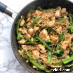 Healthy Chicken Ramen Noodle Stir Fry ready to serve